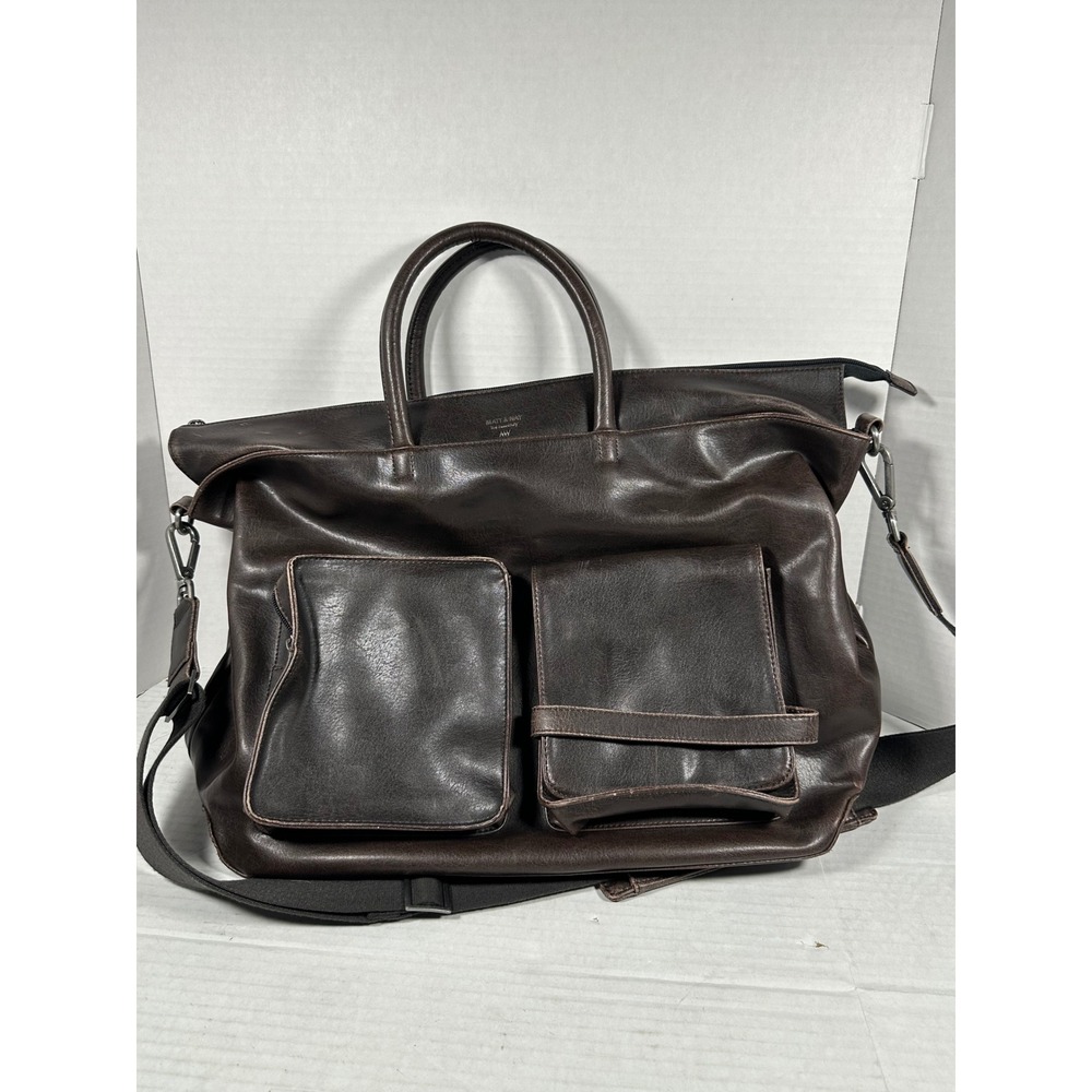 Matt & Nat Brown Vegan Leather Briefcase Laptop Messenger Bag Recycled Lining